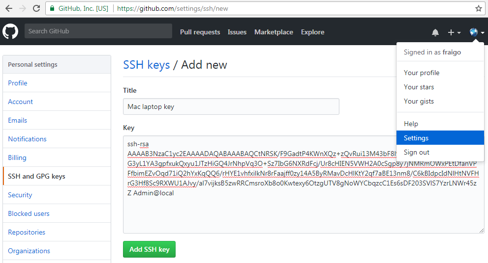 GitHub SSH key